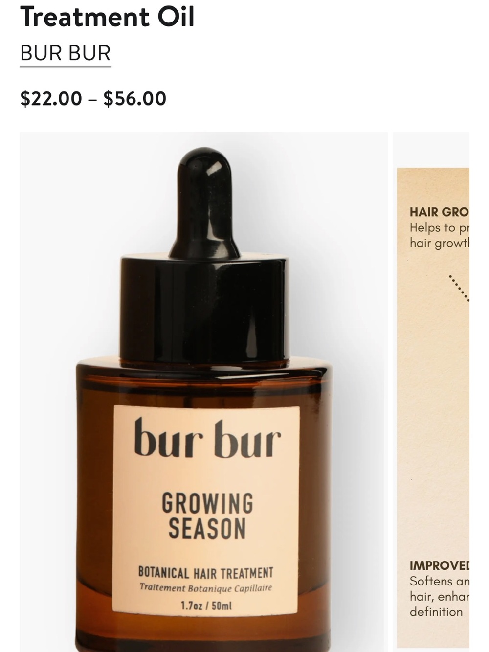 Bur Bur Growing Season Botanical Hair Treatment 1.7oz